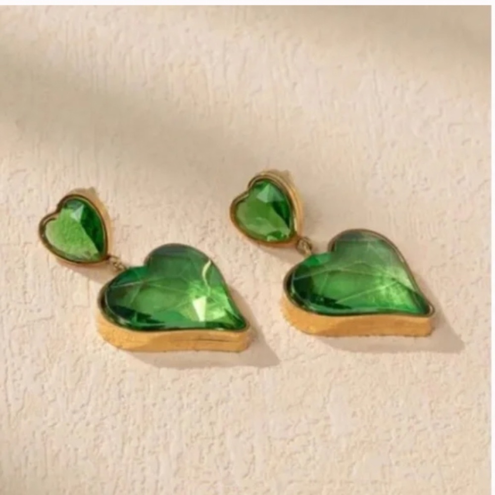 ❤️ FREE Heart Drop Tiered Hipster Chic Glam Rock Stone Modern Classy Earrings